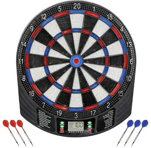 SPORTNOW Elektronische Dartscheibe Dartboard mit LCD-Anzeigen 6 Softdarts | 18 Spiele, 159 Varianten, Dartautomat, Dartscheibe Set, Für bis zu 8 Spieler