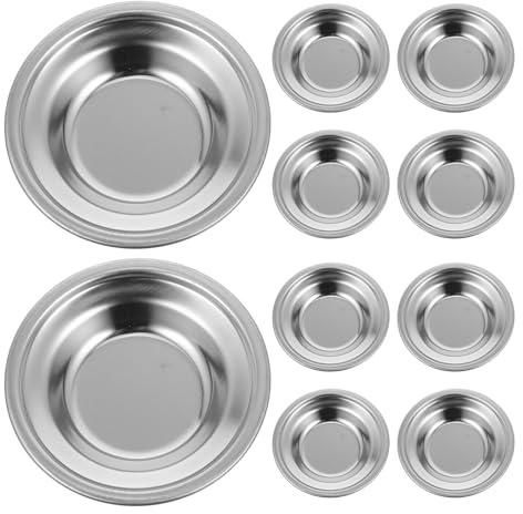 COSMEVIVI Lot de 10 Porte-sachets de Thé : Dessous de Plat pour Sachets de Thé Usagés, Soucoupes, Coupelles à Épices en Acier Inoxydable de 6,35 cm, Repose-cuillère à Café.