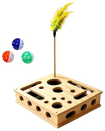 zwxqe Cat Nail File Scratcher - Wooden Interactive Puzzle, Scratching Toy Pet Enrichment Board for Claw Grinding Play Hunting Simulation Mental Stimulation Activity for Cats Home Entertainment