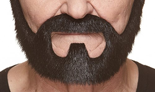 Mustaches Selbstklebender On Bail Falscher Bart, Neuheit, Falsche Gesichtsbehaarung, Kostümzubehör für Erwachsene, Schwarz Glänzend Farbe