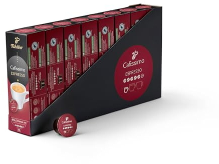 Tchibo Cafissimo Vorratsbox Espresso kräftig Kaffeekapseln, 80 Stück – 8x 10 Kapseln (Espresso, intensiv mit kräftigen Röstaromen), nachhaltig & fair gehandelt