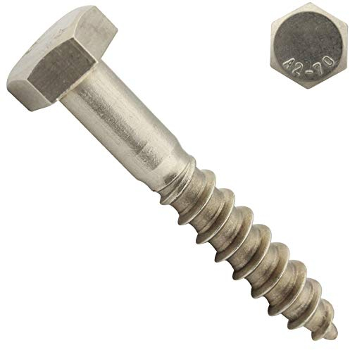 10 Stück Schlüsselschrauben (Sechskant Holzschrauben) - 10x100 mm - DIN 571 - Wiener Schrauben - Edelstahl A2 V2A - SC571 - SC-Normteile