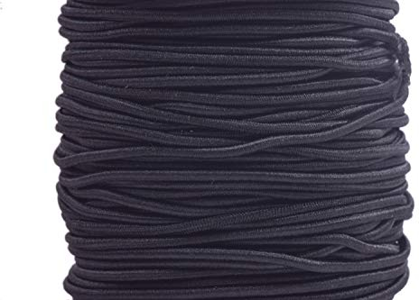 KONMAY - 1 rotolo di cordoncino elastico da 2,00 mm, 36,5 m, colore: nero