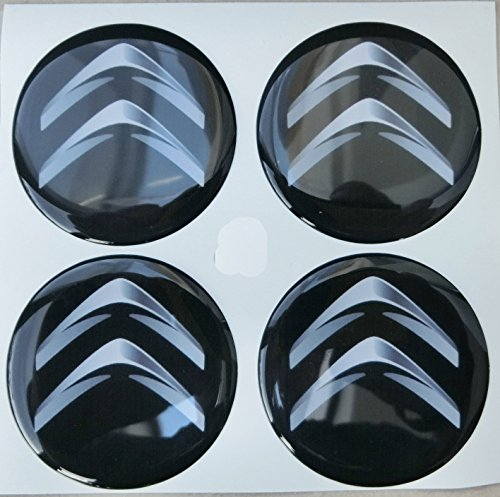 GTBTUNING Lot de 4 cache-moyeux pour jantes en alliage Citröen 50 mm noirs tuning en résine effet 3D autocollants 3M