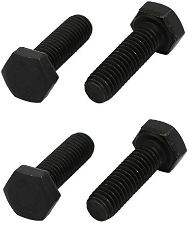 sourcing map Tornillo De 8.8 M5X16mm Rosca Izquierda Completamente Roscado Del Perno De Cabeza Hexagonal Negro 4Pcs