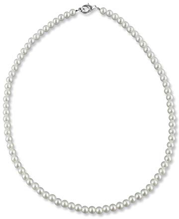 Rivelle Damen Perlenkette 40 cm Perle 5 mm weiß Kette Perlen Collier Halsschmuck Necklace Geschenk-Box