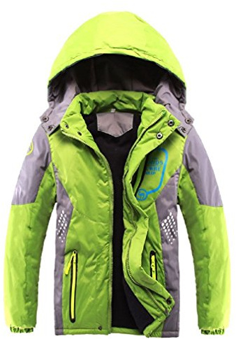 Vinmin Dicker Fleece-Kapuzenjacke für Jungen, warm, gesteppt, Outdoor, cool, niedlich, modisch für Winter, Herbst, Frühling, Grün , 4