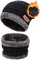 Petrunup Winter Strick Beany Beanie Hat Set + Fleece gefüttert Halswärmer Schal für Männer schwarz
