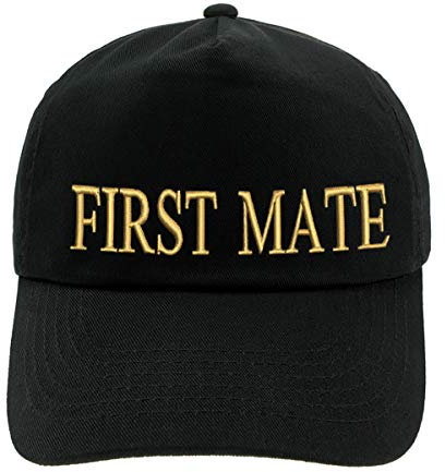 4sold Boys Mens Women 100% Cotton Yachting Baseball Cap Inscription Lettering Baseball Captain Sun Summer Hat Black Gold - First Mate,Adult