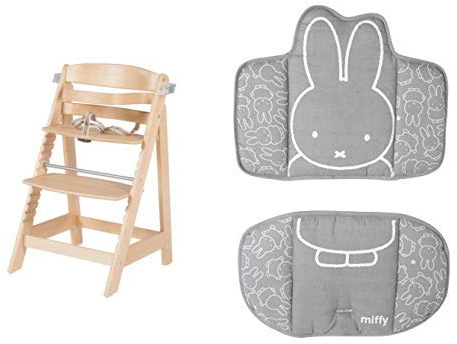 roba Treppenhochstuhl mitwachsend, Sit Up FUN, Holz hellbraun, abnehmbares Essbrett, Sitzverkleinerer Miffy