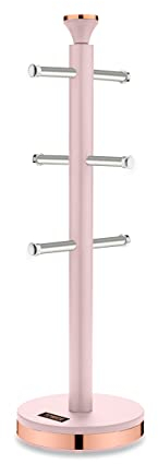 Tower T826132PNK Cavaletto Mug Tree with Stainless Steel Stoppers, Soft Underliner, Marshmallow Pink and Rose Gold