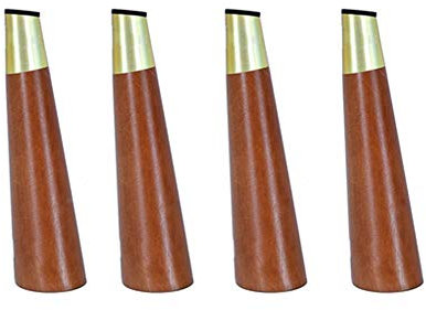 4 Stück Holzmöbelfüße, Möbelbeine Kegel Sofafüße und Nordischer Messingfuß, Moderner Esstisch/Couchtisch/Stuhl/Schrankfüße aus Holz, (Nussbaum)(B18cm)