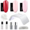 Semilac Try Me Gel Nail Starter Kit, Nail Set For Beginners - 3 x UV Gel Colours 7ml, UV/LED Lamp, Top & Base Coat 7ml, Tools & More For Perfect Manicure Tools & More - 002 Delicate French