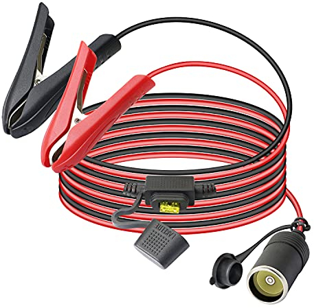 GELRHONR 12V/24V Krokodilklemmen an Zigarettenanzünder Buchse (mit Staubschutzkappen) Adapter Verlängerungskabel mit 20A Sicherung, für Wechselrichter, Kompressor-5.9Ft