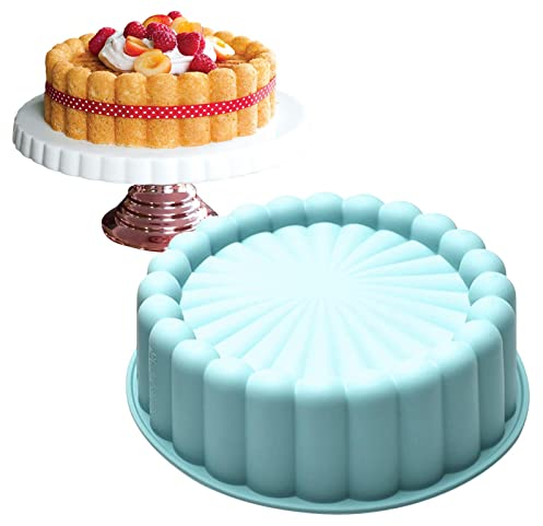 Moule À Gâteau Charlotte, Moule À Gâteau Rond Silicone Moules À Forme Spécifique en Fleur Soleil, Moule À Moules À Pain Antiadhésif pour Cuisson, Diamètre: 19.5 Cm
