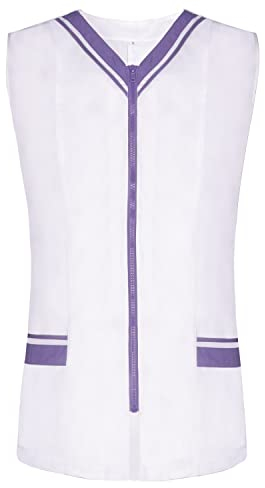 MISEMIYA - Arbeitskleidung Frau OHNE ÄRMEL WEIß/SCHWARZ UNIFORM KLINIK Krankenhaus Reinigung TIERARZT Gesundheit GASTGEWERBE Ref-818 - X-Large, Flieder