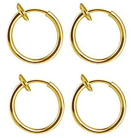 IKFIVQD Fransenohrringe brauchen Creolenpiercing Herren Hip-Hop einziehbar keine Ohrringe Frauen Klassische Ohrringe Ohrringe Ohrstecker, gold, Einheitsgröße