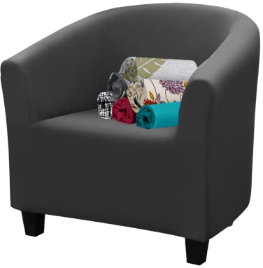 FIGOOO Sesselbezug Clubsessel Stretch Schonbezug für Cocktailsessel 1 Stück Sesselschoner Abnehmbarer Waschbarer Sesselhussen Sesselüberwurf für Einzelsofa,Grau