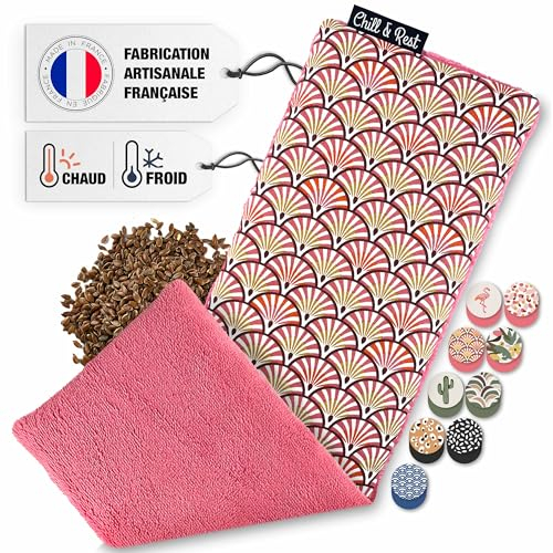 Chill&Rest - Bouillotte micro-onde fabriquée en France - Ceinture chauffante règle douloureuse - Bouillotte ventre - Tour de cou chauffant - Douce et relaxante - Idee cadeau femme - Rose - L’Art Déco