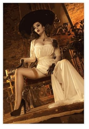 FrySky Poster Resident Evil Village Alcina Dimitrescu auf Leinwand, Schlafzimmer, Dekoration, Sportlandschaft, Büro, Raumdekoration, Geschenk, ungerahmt, 30 x 45 cm