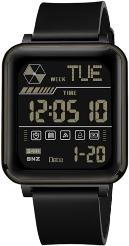 Armbanduhr Herren Digital Quarz Herrenuhr mit Licht Datum Stoppuhr 50M Wasserdicht Sport Digitaluhr für Männer Große Zahlen Eckig Coutdown Dual Time 12/24H