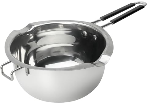 BringLuck2U Kerzen Schmelztopf -1200ml Chokoladen Schmelztiegel Edelstahl 304 - Wasserbad Schmelzschale,für Schokolade Zucker Butter Käse Karamell Kerzen, mit Hitzebeständigem Griff