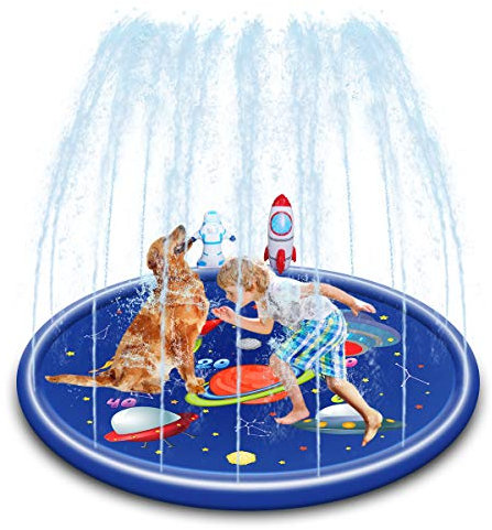 Big Sprinkler for Kids and dog, Wading Pool for Learning Children’s Sprinkler Pool, Rocket Water Toys,Splash sprinkler pad for kids(68 inch)…