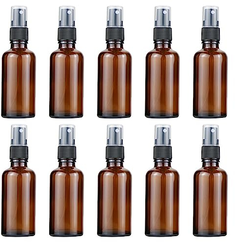Katutude Botella pulverizadora de cristal marrón, 10 unidades, botella vacía de 20 ml, botella de spray de cristal fina, recargable, pequeña botella vacía, botella de spray portátil para cosméticos