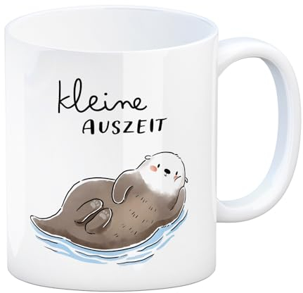 Otter Kaffeebecher mit Spruch Kleine Auszeit Kawaii Design für Entspannung Stressabbau und eine gemütliche Kaffeepause - perfekte kleine Auszeit zum Relaxen