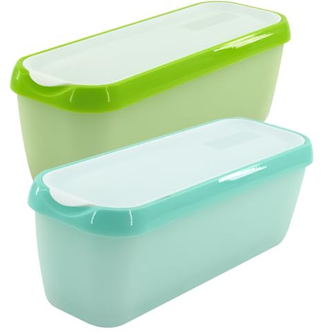 WOKICOR Lot de 2 bacs à glace pour crème glacée 1,5 l - Boîtes de congélation - Sans BPA - Qualité alimentaire