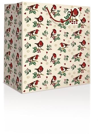 Emma Bridgewater Little Robin Large Gift Bag Christmas - Gift Accessory 615665 by Woodmansterne