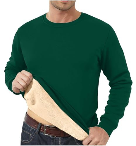 Felpa Pile Uomo da Lavoro Casual Cotone Pullover Senza Cappuccio Offerta Moda Maglione Comodi Calda Top Maniche Lunghe Sportivi Sweatshirt Invernale Eleganti Felpe Termica Uomo