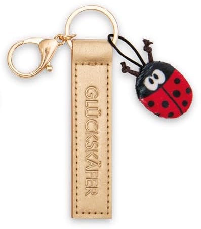 NICI Schlüsselanhänger Glückskäfer Kunstlederband gold 10cm mit Marienkäfer