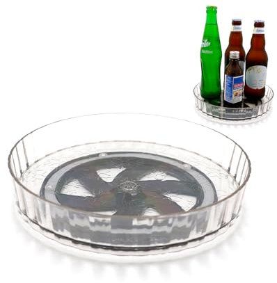 Plateau tournant - Plateau tournant - Diamètre : 21 cm - Pour réfrigérateur, étagère à épices rotative à 360° - En plastique - Pour cuisine, épices, dressing, cosmétiques - Transparent