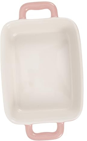 Ciieeo Bandeja Rectangular Para Horno Microondas De Cerámica Rosa Utensilio De Barro Para Hornear Saludable y Fácil De Limpiar Resistente Altas Temperaturas Mediano Para Uso Diario