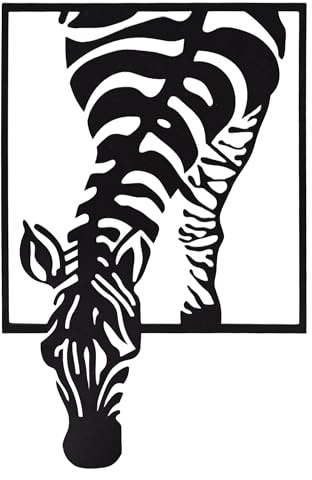 UNUS Deko Wandbild aus Metall Zebra 30x40 cm moderne Tier Wanddeko Schwarz