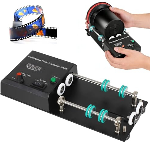 Automatic Film Processor, Universal Film Processor Kit With Bidirectional Motor & Positioning Casters, Timer & Adjustable Speed, Maximum Length 38cm, For Film Photography Enthusiasts