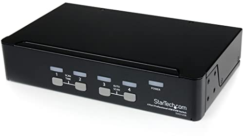 StarTech.com Commutateur KVM VGA USB professionnel 4 ports avec concentrateur – Commutateur KVM montable sur rack 1U (SV431USB)