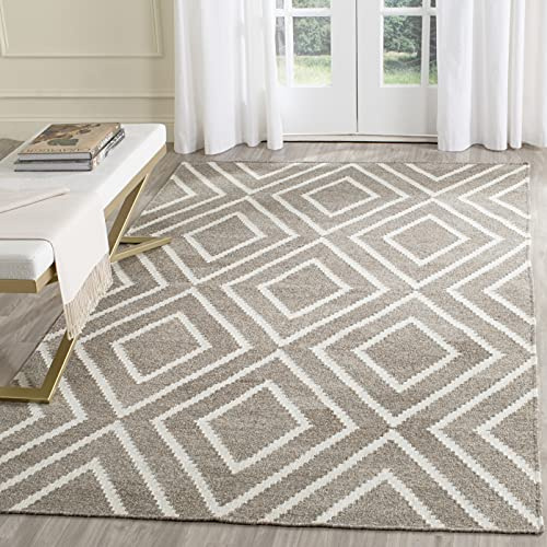 SAFAVIEH Kilim Collection Area Rug - 5' x 8', Taupe & Ivory, Handmade Moroccan Viscose, Ideal for High Traffic Areas in Living Room, Bedroom (KLM516A)