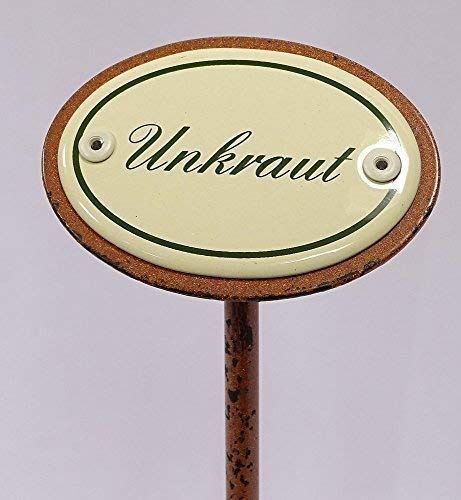 linoows Kräuterschild Kräuterstecker Emaille, Unkraut, Erdspieß 25 cm