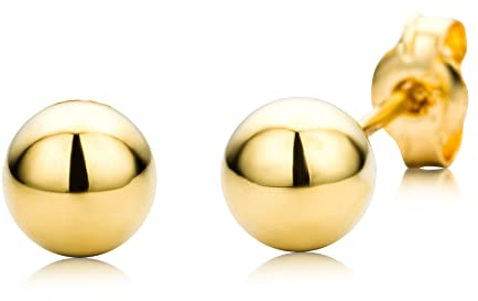18 Karat (750) Gelbgold Ohrstecker – Damen Kugel Ohrringe, Zeitloses Design aus echtem Gold, Hypoallergen und Ideal für den täglichen Gebrauch