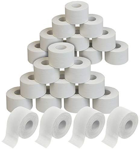 ALPIDEX 24 Rollen Sport Tape Set 3,8 cm x 10 m Gelenk Tapeverband Viele Farben Reißbares Unelastisches Sporttape Hautfreundlich Handball Fußball Volleyball, Farbe:weiß