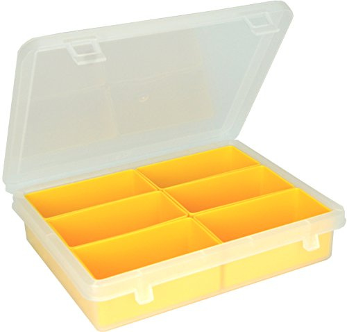 1a-TopStore Sortimentskasten mit 6 losen gelben Einsatzkästen, Abm. 220 x 182 x 49 mm (LxBxH), aus transparentem PP
