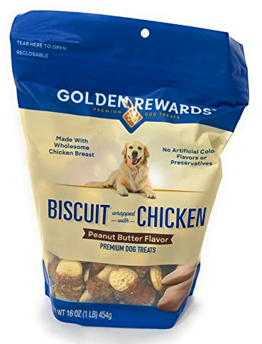 Golden Rewards Peanut Butter Flavored Biscuits Wrapped with Chicken, for Dogs, Made with Real Chicken Breast, 16 Oz