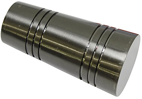 Gardinia End Caps for Curtain Rods, 2 x Finial Apollo, Chicago Series, Metal, Titanium, 20 mm Diameter