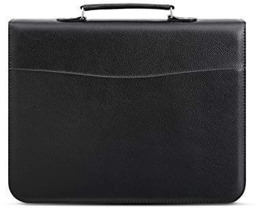 ARPAN - Cartella portadocumenti con cerniera, formato A4, con calcolatrice/raccoglitore ad anelli, formato A4, 100 tasche perforate, colore: Nero