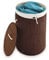 Relaxdays Cesto Ropa Sucia con Tapa, Redondo, Cubo Colada, Canasta Plegable, Bambú, 70 L, Ø 41 cm, Marrón, Algodón