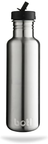 BOTL – Tough Canteen Water Bottle with Leakproof straw lid, Stainless Steel Water Bottle, Non-Insulated, Eco Bottle, 800ml, stainless steel - all steel
