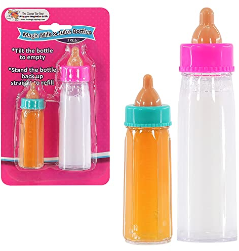 Bibi Doll - Set of 2 Baby Dolls Magic Milk Bottle New Born Doll Feeding Set Accessories Girls Toy