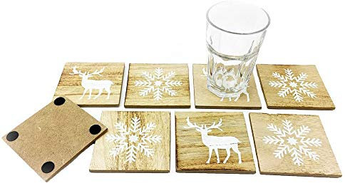 Untersetzer Xmas (8er Set) - weihnachtliche Glasuntersetzer, Untersetzer für Trinkglas
